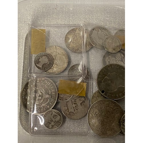 146 - Collection of silver coins etc. to include Indian state silver Rupees, William the IIII East India c... 