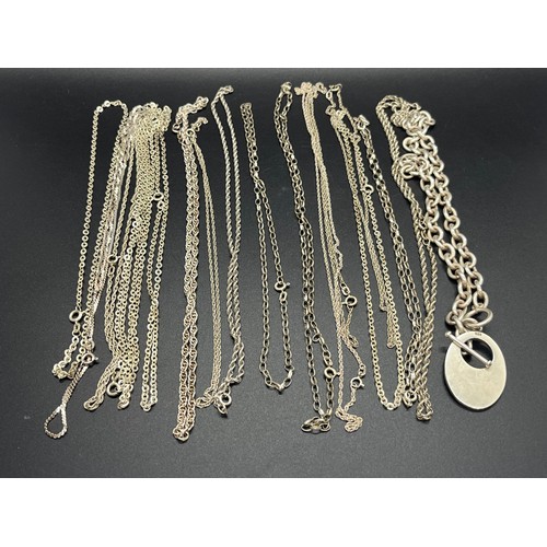 88 - Selection of 18 silver chains to include Rope, Belcher & Link etc (Not scrap) 120grams