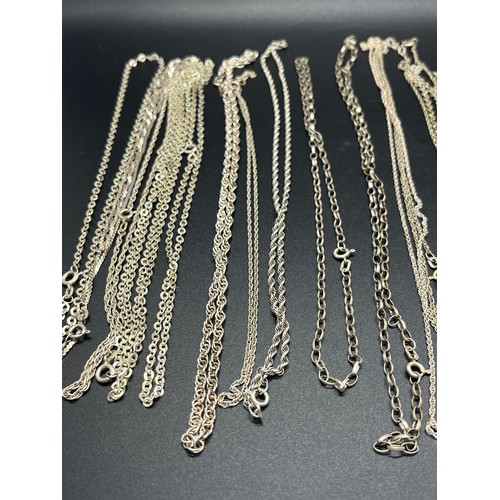 88 - Selection of 18 silver chains to include Rope, Belcher & Link etc (Not scrap) 120grams