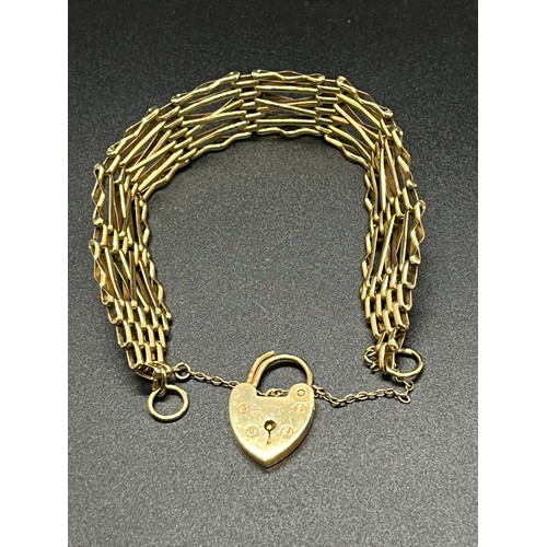 12 - Antique 9ct gold gate bracelet with padlock clasp 15.10 grams