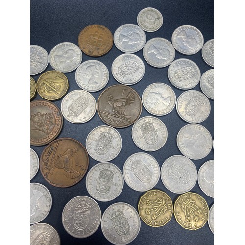 58 - Collection of 1950's/60's coins to include one shillings and three pence's etc.