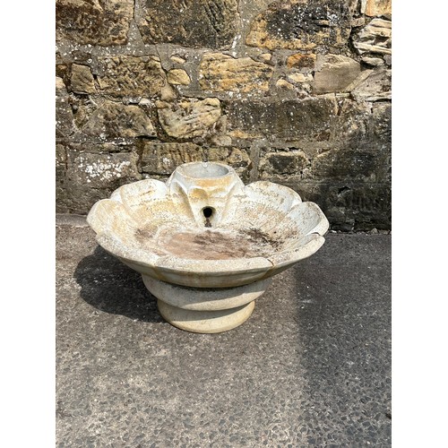 148 - large heavy concrete/stone 2 piece garden bird bath/fountain 36 x 20 inches