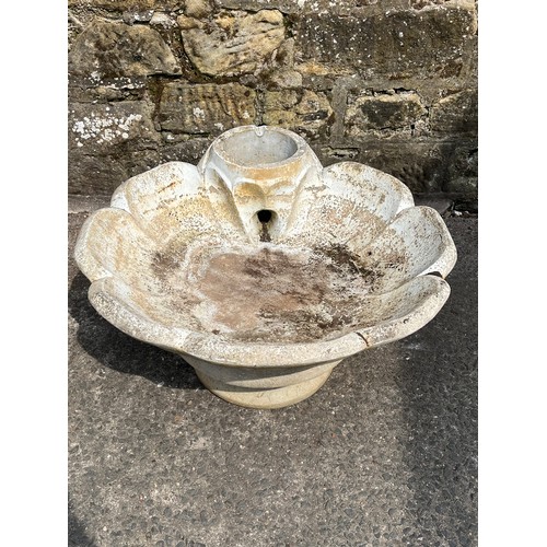 148 - large heavy concrete/stone 2 piece garden bird bath/fountain 36 x 20 inches