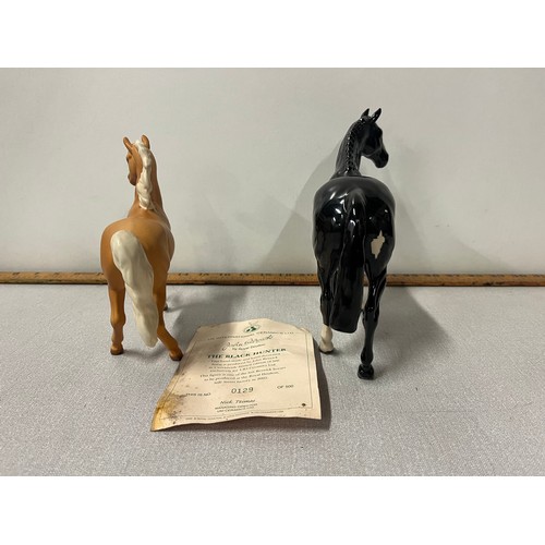 171 - 2 Beswick horses to include Black hunter & palomino prancing.