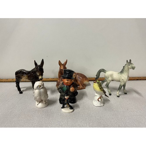 205 - 7 pieces of Goebel to include Donkey, Horse, Doe & Fawn etc.