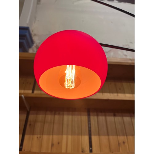 260 - Danalight Bubble 3 floor standing lamp having three red shades with dimmer switch - approx 120 x 186... 