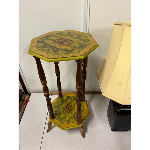 419 - Vintage plant stand along with table lamp.