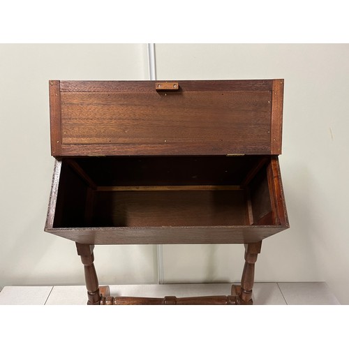30 - Vintage wooden sewing box on stand with 2 drawers & compartments.
80cm h x 53cm w
