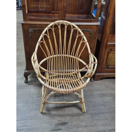 52 - Mid century French rattan & bamboo egg lounge chair.