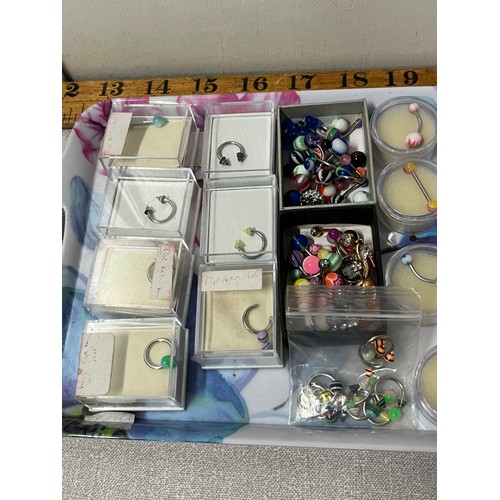 305 - Tray of  body piercing jewellery (over 50 pieces)