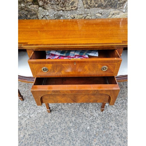 59 - George III mahogany sideboard with 2 drawers, 2 doors & brass ring pull handles. Comes with 2 keys.