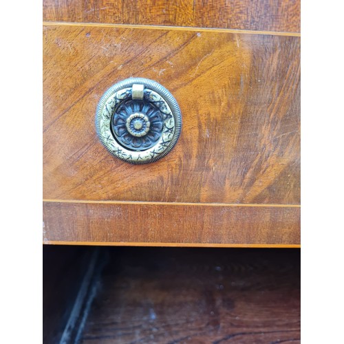 59 - George III mahogany sideboard with 2 drawers, 2 doors & brass ring pull handles. Comes with 2 keys.