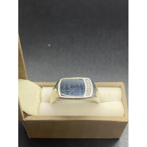 15 - 925 silver and diamond gents ring.