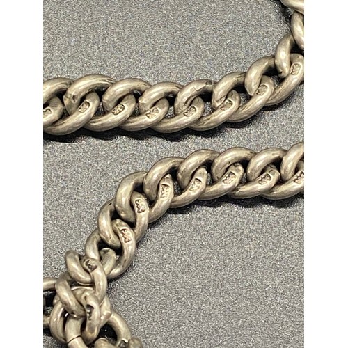 279 - Antique hallmarked albert chain with T-bar. Stamped on each link. Makers Mark Henry Pope Birmingham ... 