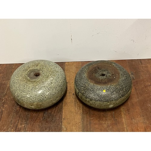 1 - Pair of antique granite curling stones.