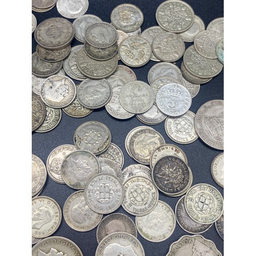 72 - Large collection of silver coins to include 1936 Germany Reichsmark church mark, 1920's florins, Shi... 