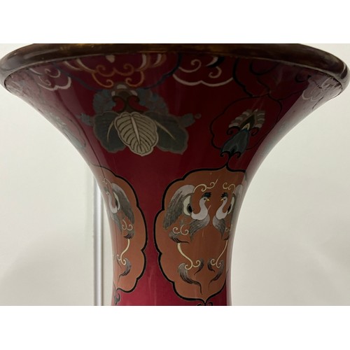 3 - Extremely large oriental cloisonné enamel vase  (3ft 11inches) depicting Chrysanthemums' decoration ... 
