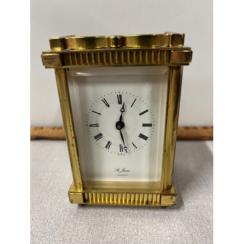 142 - Vintage St James London mechanical brass carriage clock, working.