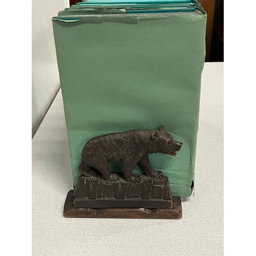 40 - Pair of antique carved black forest bear book ends.