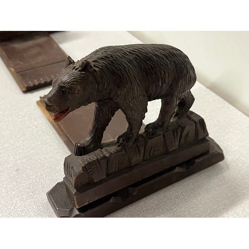 40 - Pair of antique carved black forest bear book ends.