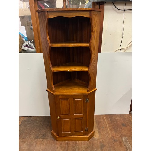 461 - Solid oak corner cabinet.