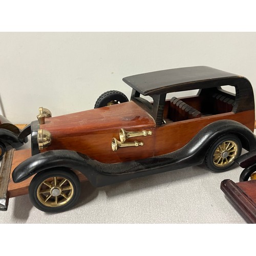 483 - 3 wooden vintage cars.