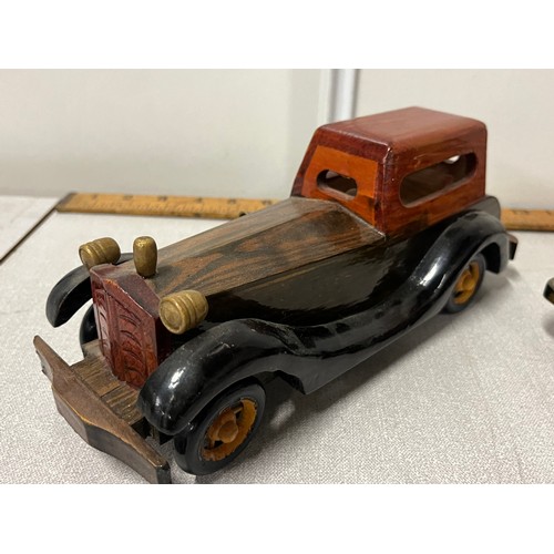 483 - 3 wooden vintage cars.