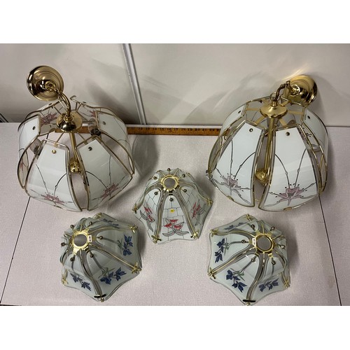 503 - 5 retro glass lamp/light shades.