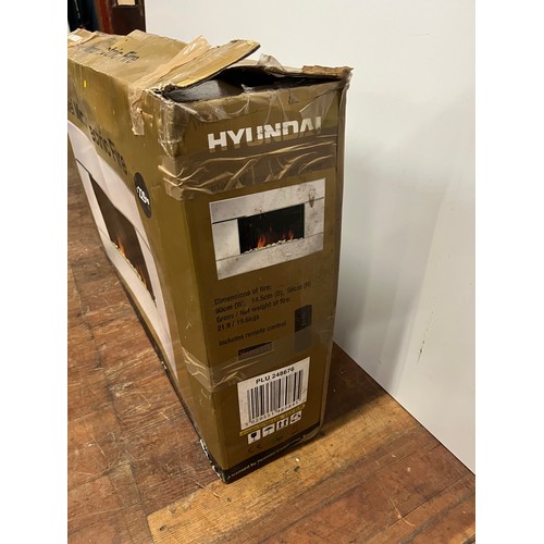 515 - New & boxed Hyundai bevel mirror electric fire. 
R.R.P £229.99