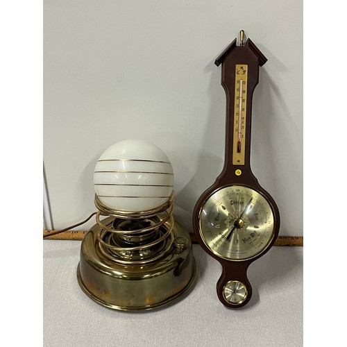 525 - Vintage Thermidor belge lampe along with barometer etc.