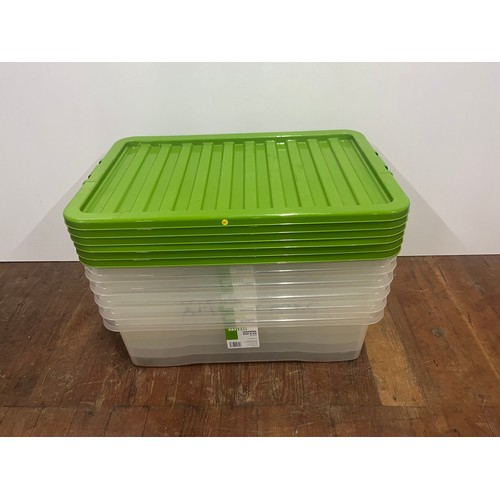 542 - 6 Plastic storage boxes with lids.