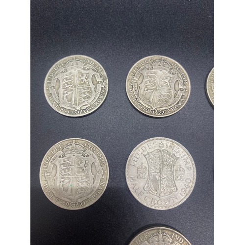 31 - 10 x Silver half crowns dated 1915-1940.
