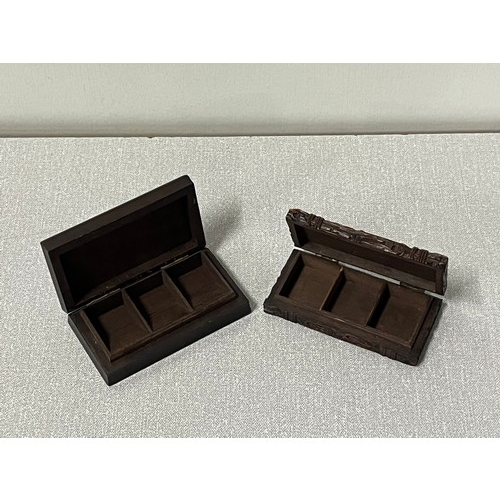 43 - 2 black forest carved stamp holders.