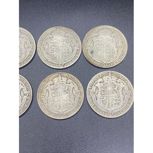 37 - 8 x 1920's silver half crowns.