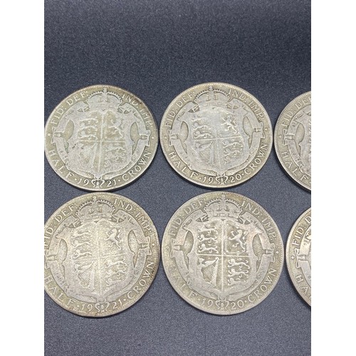 38 - 8 x 1920's silver half crowns