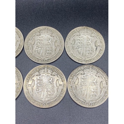 38 - 8 x 1920's silver half crowns