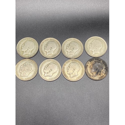 38 - 8 x 1920's silver half crowns