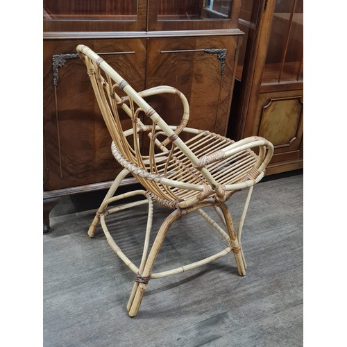 52 - Mid century French rattan & bamboo egg lounge chair.