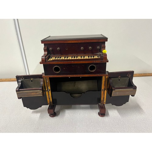 3 - A late 19th century novelty musical smokers cabinet in the form of a harmonium