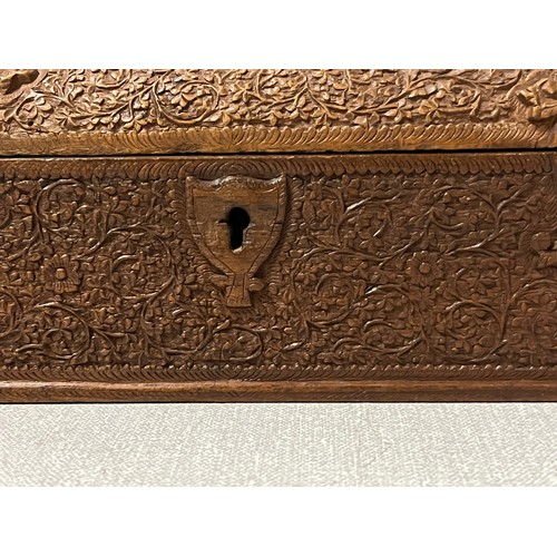 13 - Indian Highly carved wooden cigar box- RAF Motif to the inside of the lid. 'Aircraft Depot India- R.... 