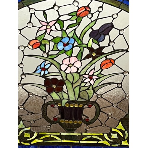 11 - 3 fold leaded glass Tiffany style fire screen 28
