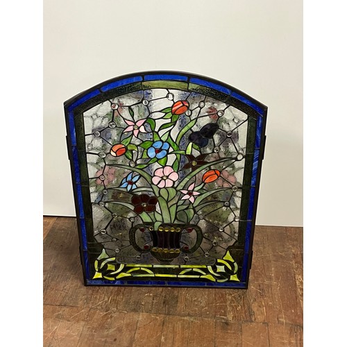 11 - 3 fold leaded glass Tiffany style fire screen 28
