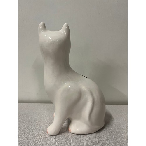 16 - Pair of Griselda hill (wemyss ware ) cabbage rose pottery cats 6 .6 inches tall