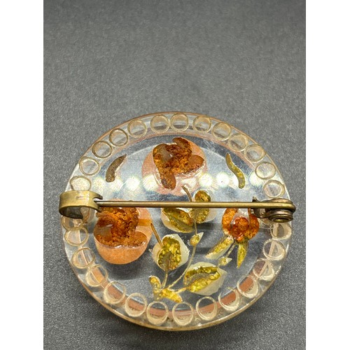 40 - Large scottish silver plated brooch with citrine along with one other brooch 2.3 inches