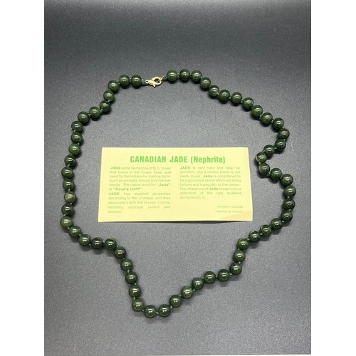 44 - string of canadian jade (nephrite) beads