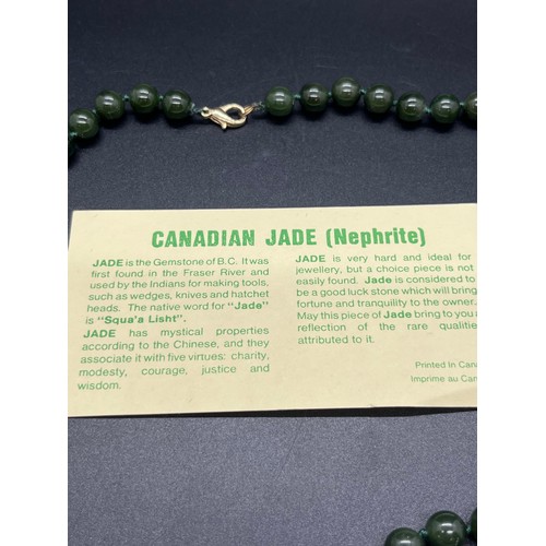 44 - string of canadian jade (nephrite) beads