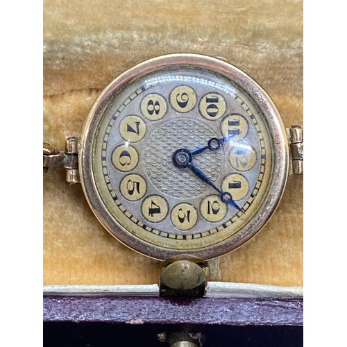 85 - Antique 9ct gold watch dated 1925 15.17grams
strap also gold