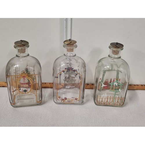 61 - 3 Vintage Holmegaard decanters made in Denmark. 7.5