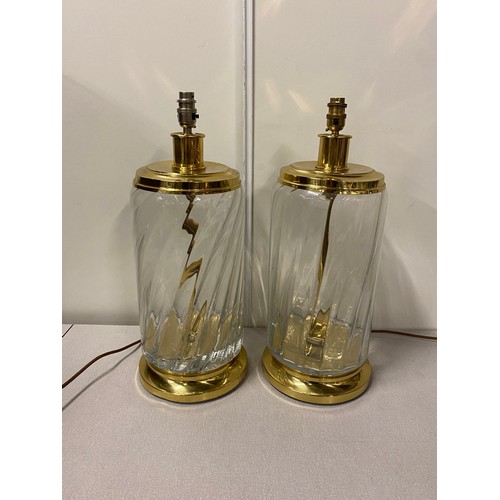 6 - 2 Large vintage brass & glass/crystal table lamps. Possibly Baccarat or Orrefors
21