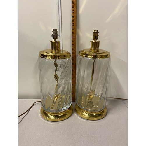 6 - 2 Large vintage brass & glass/crystal table lamps. Possibly Baccarat or Orrefors
21